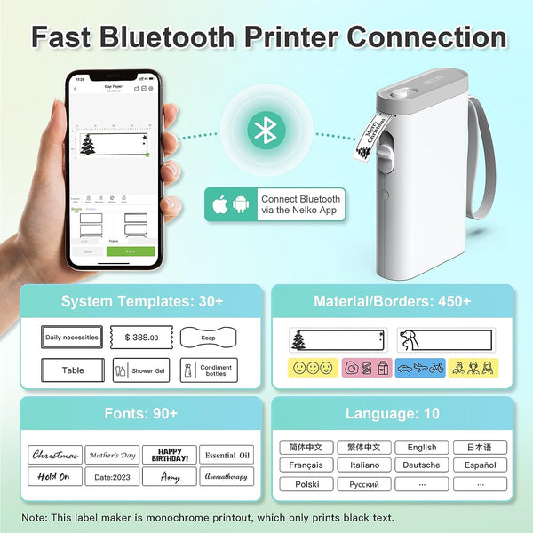  2023 New Version Smart Bluetooth Label Maker Machine with Tape,  Wireless Built-In Cutter Sticker Maker  with Multiple Templates for Organizing Storage Office Home,