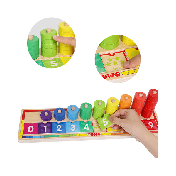 Wooden Stacking Rings and Counting Games Montessori Math Learning-  45 Rings Number Blocks Counting Toy for 3 Years chinaatoday