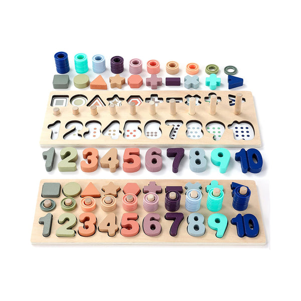 Montessori Wooden Number Puzzle Shape Sorting  Counting Game chinaatoday