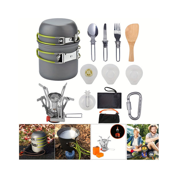 Essential Camping Cookware Kit - Folding Knife & Fork, Portable Pan & Bowl Set - Cooking Set Perfect For Outdoor Adventures! chinaatoday
