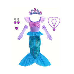 Sweet Girls Mermaid Princess Cosplay Dress Set For Halloween Birthday Gift Party Performance chinaatoday