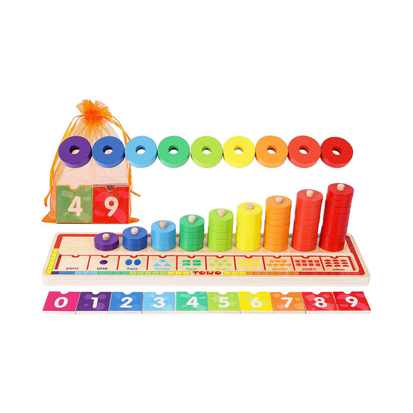 Montessori Math Learning Toy 45 Wooden Stacking Rings  Counting Blocks chinaatoday
