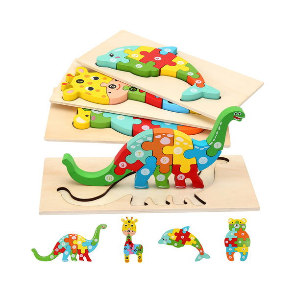 Wooden Montessori Puzzles Toys For Toddlers, Animal Shape Wood Puzzles For Kids Ages 2-4, Educational Learning Puzzle Toy Gifts For 2 3 4 Year Old Boys Girls - 6 Pack chinaatoday