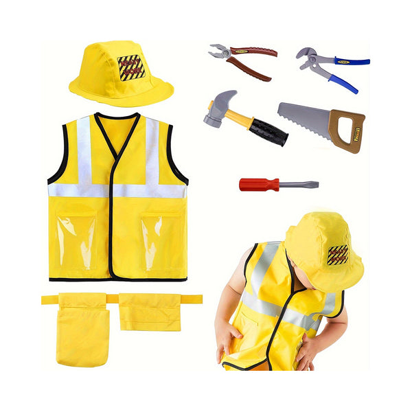 Construction Worker Costumes For Boys, Engineering Dress Up Clothes, Kid Builder Career Outfit, Role Play Toy Set, Halloween Birthday Gift chinaatoday