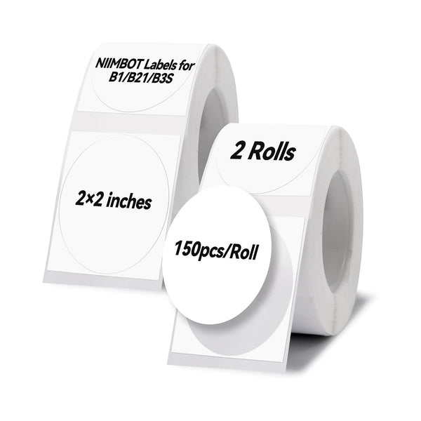 NIIMBOT 2 Rolls Labels for B1 B21 B3S, Thermal Printer Labels 1.34" x 1.34"（34X34mm), Round Labels for DIY Logo Design, Jar Label, Name Tag BEJUSTSIMPLE
