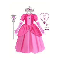 Girl's Princess Dress With Accessories Set, Puff Sleeve Lace Embroidery Decor, Halloween Holiday Party Prom Birthday Cosplay Performance Costume, Kids Clothes mardi gras chinaatoday