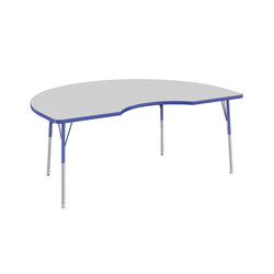 Factory Direct Partners 10087-GYGN Kidney Activity School and Office Table (48" x 72"), Standard Legs with Swivel Glides, Adjustable Height 19-30" - Gray Top and Blue Edge chinaatoday