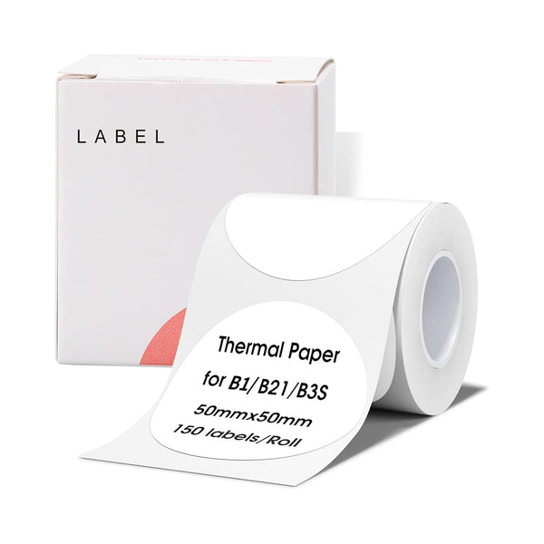 NIIMBOT Labels for B1/B21/B3S Label Printer, Thermal Labels 2'' x 2''(50x50mm), Waterproof, Oil-Proof Sticker Labels, 1 Roll of 150 Sticker Labels (Round Clear) BEJUSTSIMPLE