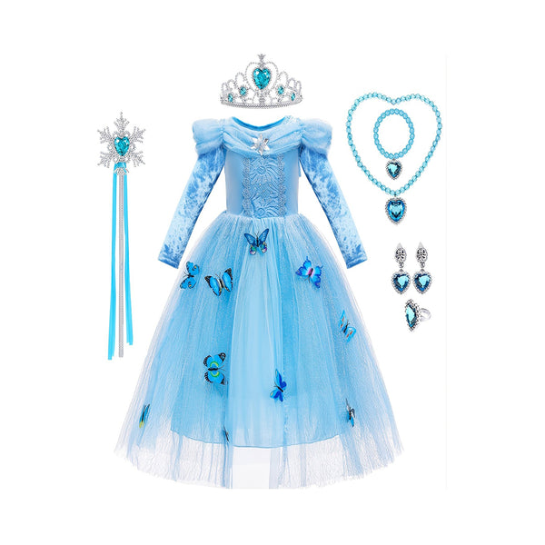 8pcs Girls Butterfly Princess Dress Costume With Accessories, Party Dresses Kids Clothes chinaatoday