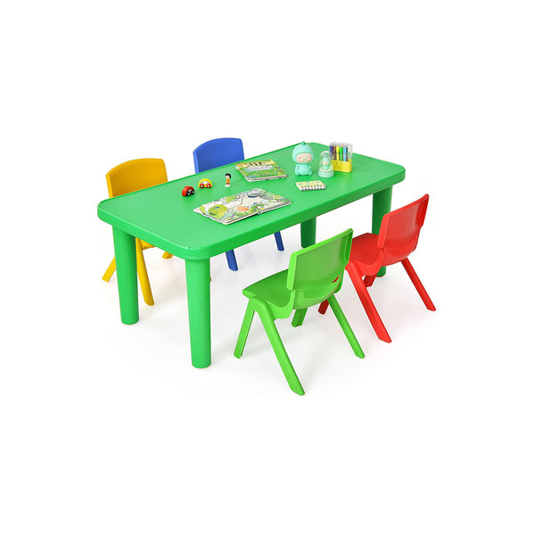 Costzon Kids Table and Chair Set, Plastic Learn and Play Activity Set, Colorful Stackable Chairs, Portable Table for School Home Play Room (Table & 4 Chairs) chinaatoday