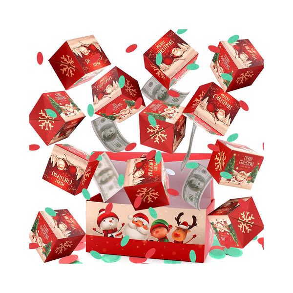 Christmas Surprise Gift Box Explosion for Money, Christmas Explosion Gift Box with Confetti, Surprise Money Box BEJUSTSIMPLE