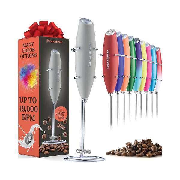 Powerful Handheld Milk Frother, Stainless Steel Drink Mixer with Frother Stand BEJUSTSIMPLE