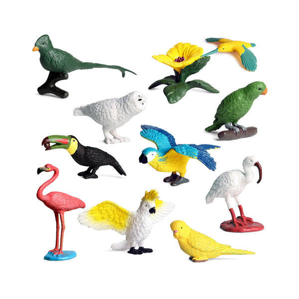 Adorable Animal Figurines: Parrot, Flamingo, Snowy Owl, And Toucan - Perfect Cake Toppers & Educational Toys For Kids! la ferme chinaatoday