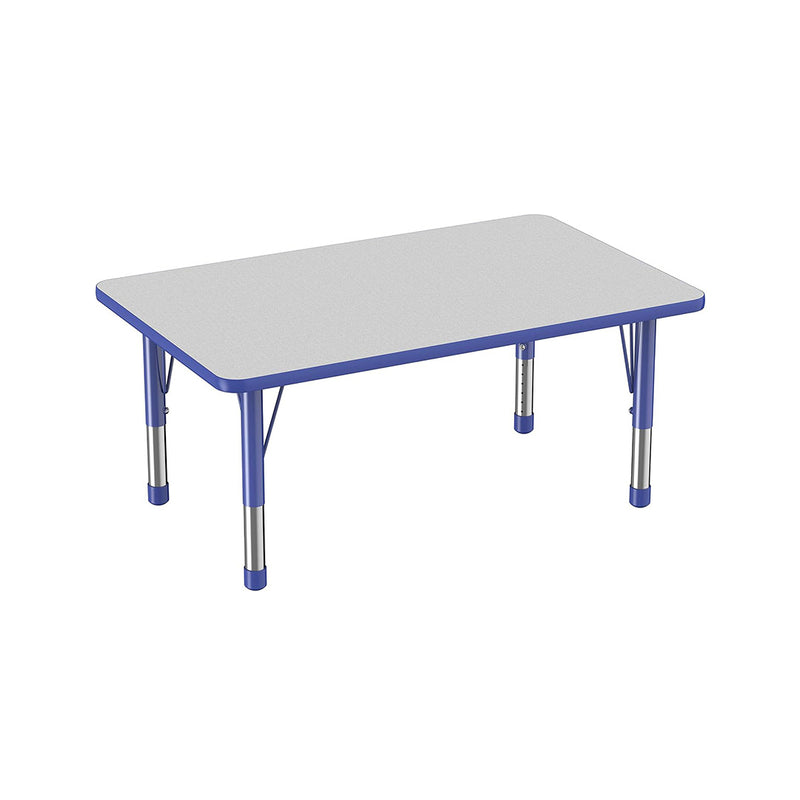 Factory Direct Partners 10019-GYBL Rectangle Activity School and Classroom Kids Table (30" x 48"), Chunky Toddler Legs, Adjustable Height 15-24" - Gray Top and Blue Edge chinaatoday