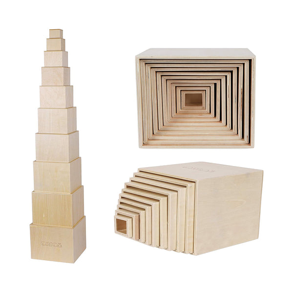 TOWO Wooden Stacking Boxes-Nesting and Sorting Cups Blocks for Toddlers-Stacking Cubes Educational Learning Toys for 2 Years Old Montessori Materials chinaatoday