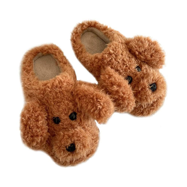 Winter warm Cute Fluffy Teddy Dog Fun Slipper for Girls and Women BEJUSTSIMPLE