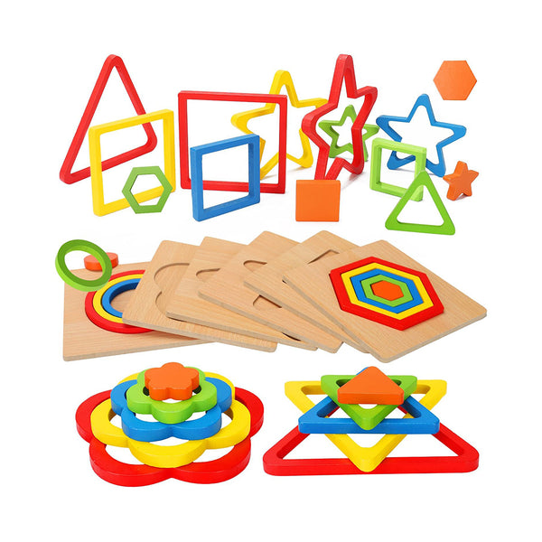 Toddler Puzzles Montessori Toy Wooden Shape Sorting Puzzle Sensory Toy Toddler Activities Preschool Learning Educational Autistic Developmental Toy 1 2 3 Year Old 1-3 0-2 Dementia Games chinaatoday