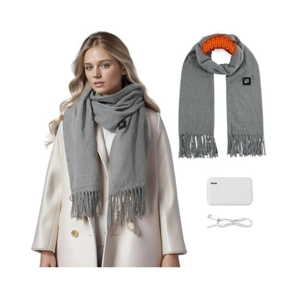 Winter Rechargeable Heated Gray Scarf for Women/Men BEJUSTSIMPLE