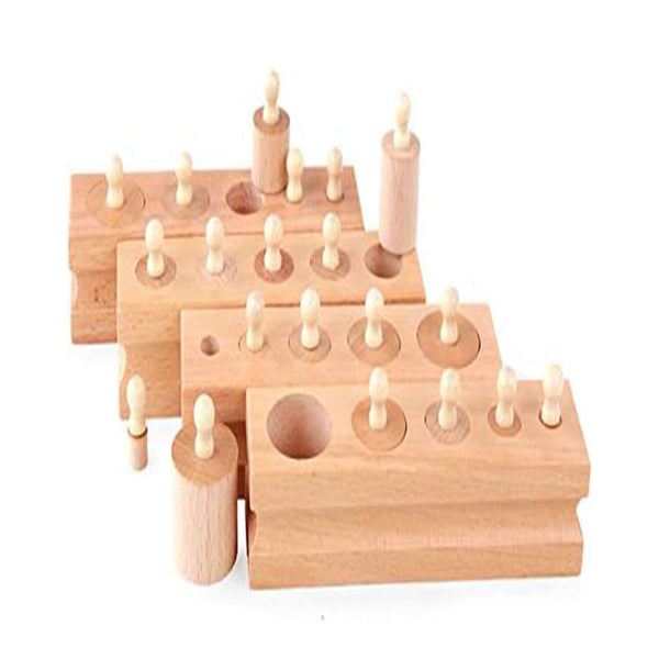 Adena Montessori Mini-Cylinder Block (Set of 4) Materials Sensorial Educational Tools Preschool Early Montessori Toys for Toddlers chinaatoday