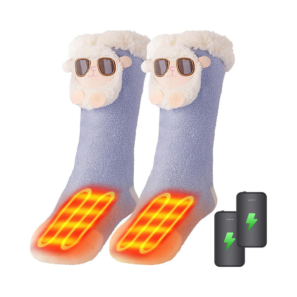 Women Foot Warmer Electric Heated Socks for Bed, Indoor Thickening Heating Socks with 4000mah Battery, 3 Heating Levels BEJUSTSIMPLE