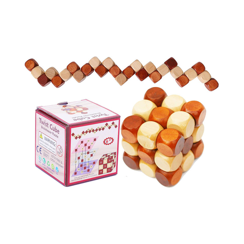 Wooden Twist Cube Brain Teaser Puzzle for All Ages chinaatoday