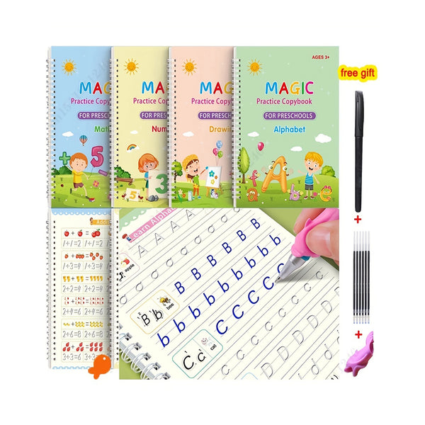 Copy Book Magic Practice Children's Book Reusable Free Wipe Children's Toys Writing Stickers English Copy Book Children's Character Practice Parent Child Education Suitable For Boys And Girls chinaatoday