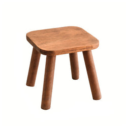 1pc All Solid Wood Shoe Changing Stool, Small Walnut Color Stool For Living Room, Entrance, Bathroom, Bedroom, Kitchen chinaatoday