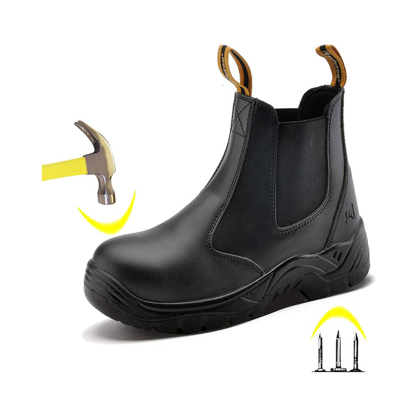 Invincible Durable Steel Toe leather Work Unisex Boots  - Waterproof and Safety-Enhanced BEJUSTSIMPLE-Boots