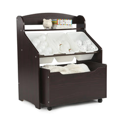 Humble Crew Toddler-Size Storage Unit with Rolling Toy Box, Espresso & White chinaatoday