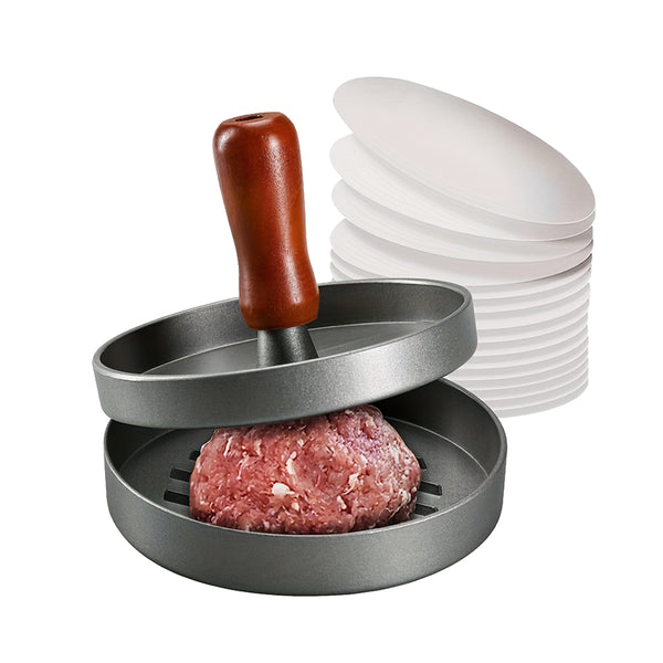 3set Burger Press 300 Patty Papers Set Non-Stick Hamburger Press Patty Maker Mold With Free Wax Patty Paper Sheets | Meat Beef Cheese Veggie Burger Maker For Grill Griddle BBQ Barbecue BEJUSTSIMPLE