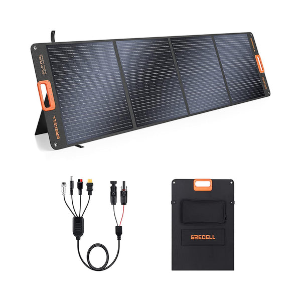 GRECELL 200W Portable Solar Panel for Power Station, Foldable Solar Charger w/ 4 Kickstands, IP65 Waterproof Solar Panel Kit w/MC-4 DC XT60 Anderson Aviation Output for Outdoor RV Camper Blackout chinaatoday