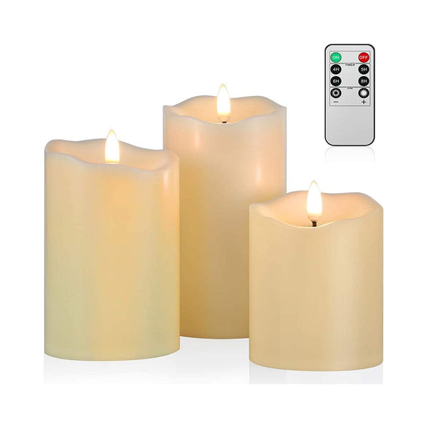 3-Pack Realistic Flickering Flameless LED Candles with Remote and Timer BEJUSTSIMPLE