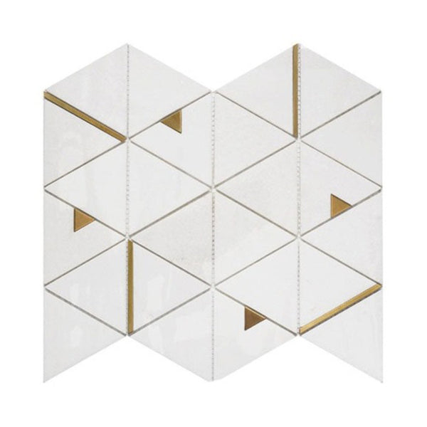Gold Brass Triangle Marble Mosaic BEJUSTSIMPLE