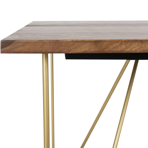 Safavieh Couture Home Captain Modern Walnut and Brass Hairpin Leg Dining Table chinaatoday