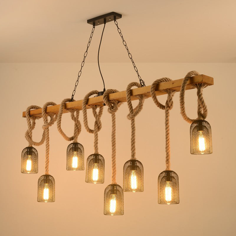 American Farmhouse Style Hemp Rope Chandelier