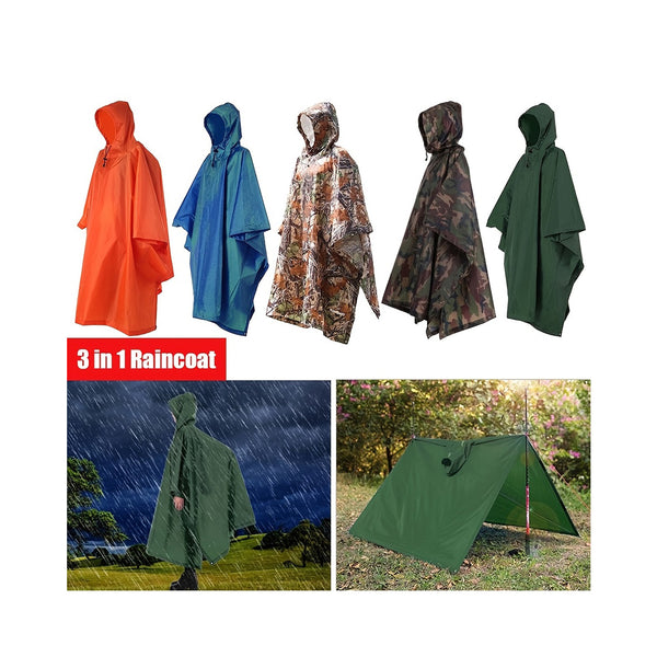 3 In 1 Raincoat Backpack Rain Cover Rain Coat Hood Hiking Cycling Rain Cover Poncho Waterproof Tent Outdoor Camping Tent Mat chinaatoday