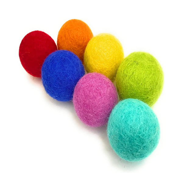 Rainbow Large Felt Balls | Montessori Wool Pom Poms for Baby, Crafts, Cats, Essential Oils, Felting & Garland | 7 ROYGBIV Colors | 4 CM (1.75-2") Jumbo Size | Muslin Storage Bag chinaatoday