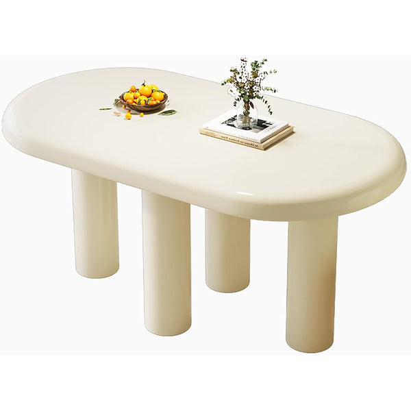Cream White Dining Table, Rectangular Kitchen Table, Modern Dining Room Table for Kitchen, Bar, Living Room, Table Only (63 Inch) chinaatoday