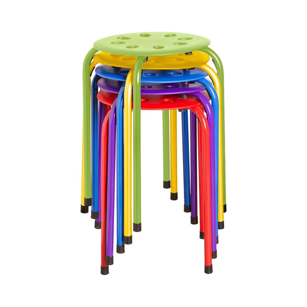 Norwood Commercial Furniture Stacking Stools for Kids and Adults, 17.75" Standard Height Portable Nesting Office and Classroom Stools, Assorted Color, Pack of 5 chinaatoday