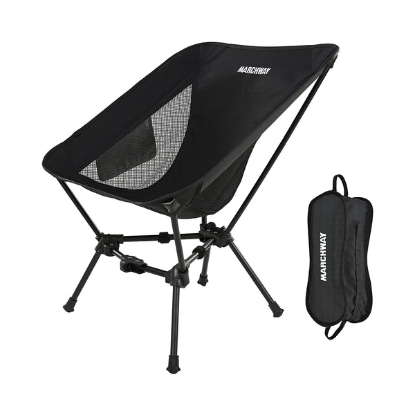 MARCHWAY Lightweight Folding Camping Chair, Stable Portable Compact for Outdoor Camp, Travel, Beach, Picnic, Festival, Hiking, Backpacking, Supports 330Lbs (Black) chinaatoday