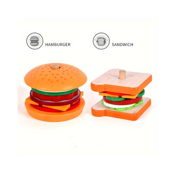 Sandwich Hamburger Simulation Food Fast Food Playhouse Toys, Parent-child Interactive Fun Games, Creative Stacking Puzzle Toys, Holiday Gifts chinaatoday