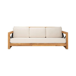 Safavieh CPT1010A Couture Curacao Brazilian Teak Outdoor 3-Seat Patio Sofa, Natural/White chinaatoday