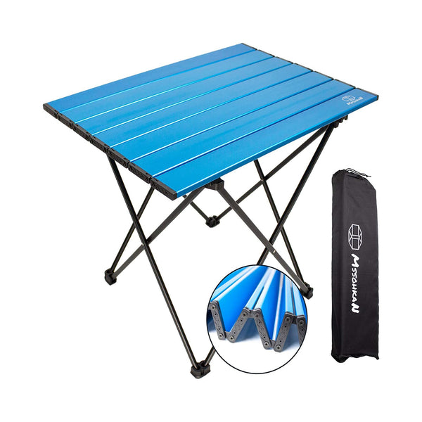 MSSOHKAN Camping Table Folding Portable Camp Side Table Aluminum Lightweight Carry Bag Beach Outdoor Hiking Picnics BBQ Cooking Dining Kitchen Blue Medium chinaatoday