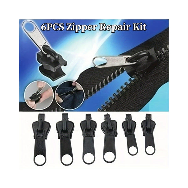 6pcs Instant Zipper Repair Kit With Universal Design & Multiple Sizes, Replacement Zipper BEJUSTSIMPLE