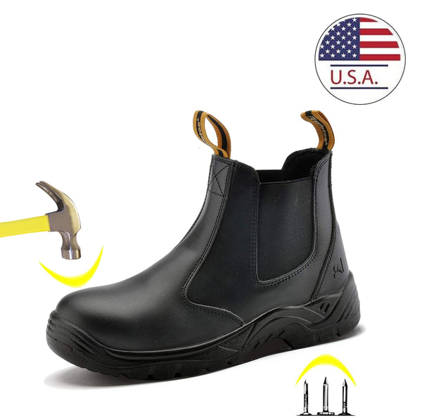 Invincible Durable Steel Toe  Cow leather Work Unisex Boots  - Waterproof and Safety-Enhanced BEJUSTSIMPLE-Boots