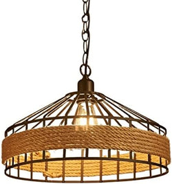 Retro Hemp Rope Iron Cage Pendant Lamp