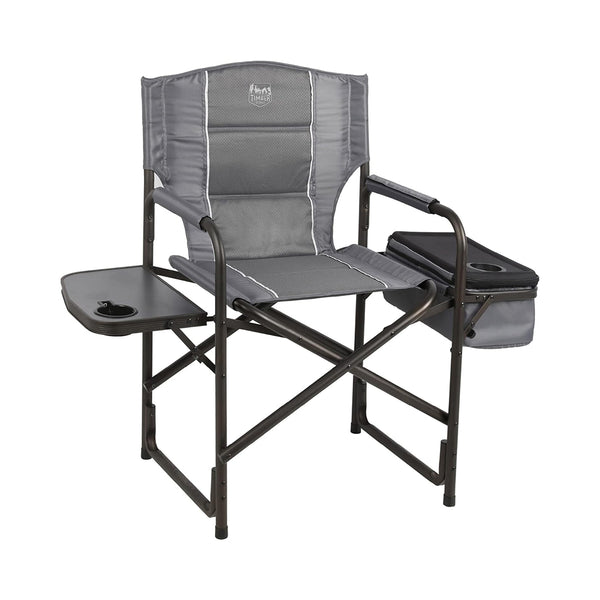 TIMBER RIDGE Lightweight Camping Chair, Portable Laurel Director's Chair with Foldable Side Table, Cooler Bag & Mesh Pocket, Compact Outdoor Folding Lawn Chair, Supports 300lbs, Grey chinaatoday