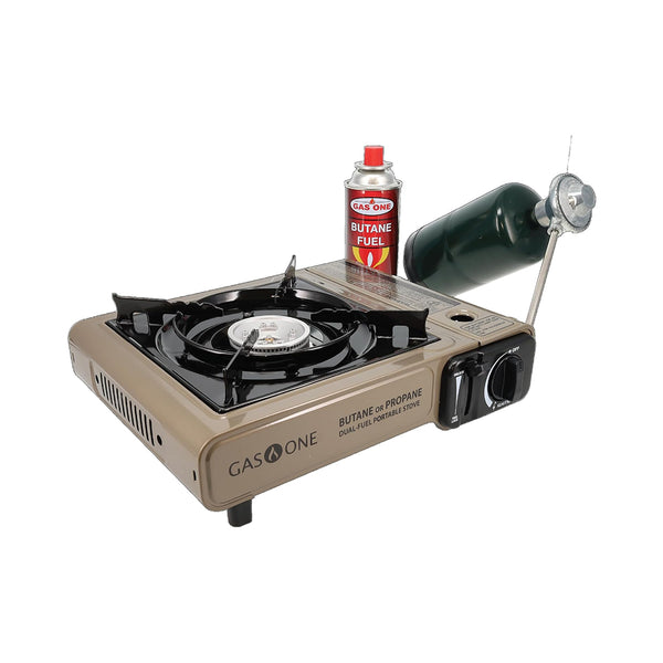 Gas One GS-3400P Propane or Butane Stove Dual Fuel Stove Portable Camping Stove - Patent Pending - with Carrying Case Great for Emergency Preparedness Kit BEJUSTSIMPLE