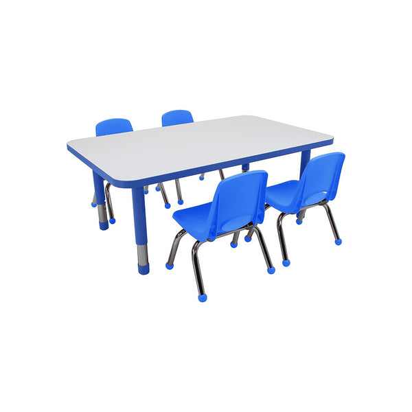 Factory Direct Partners FDP Set Activity Tables and Chairs, 30" x 48" Rectangle, White Top/Blue Edge chinaatoday