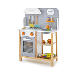 Costzon Kids Kitchen Playset, Wooden Pretend Little Chef Cooking Toy Set with Sink, Faucet, Stove, Oven, Dish Rack, Storage Shelf, Cookware Accessories, Play Kitchen for Toddlers, Gift for Boys Girls chinaatoday